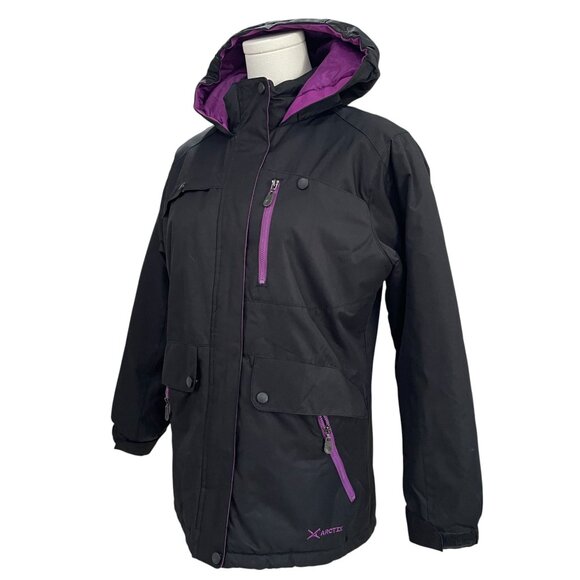 Arctix Womens Hooded Winter Jacket Black Purple L Waterproof Warm Outdoor Snow - Picture 4 of 9